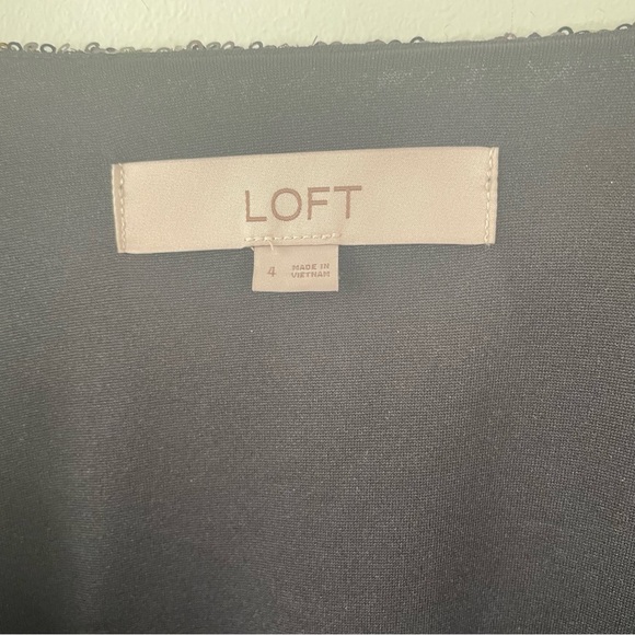 LOFT Navy Sequined Faux Wrap Cocktail Dress - Picture 6 of 7